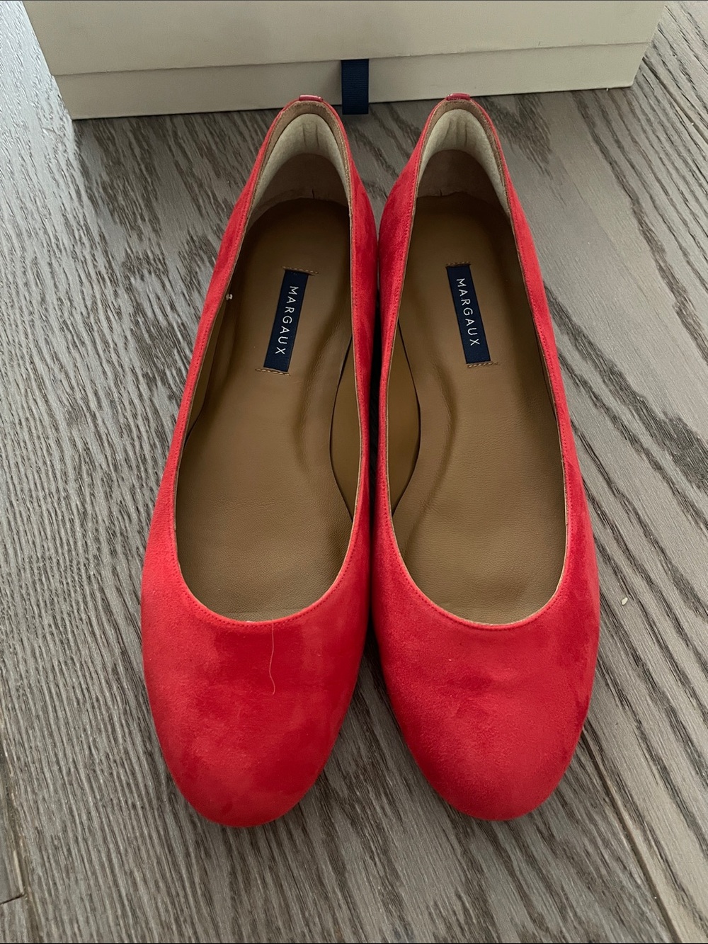 Margaux Coral-Red Suede Slip-On Ballet Flats